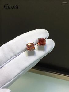 Серьги с грибами серебро 925 Оригинальный общий 2-4 CT Бриллиант Ашер Райтинг Тест алмаза прошлый квадратный красный муассанит драгоценности драгоценных камней