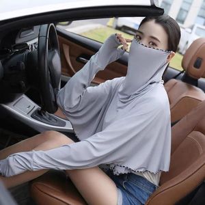 Scarves UV Protection Sunscreen Shawl Silk Long Sleeve Face Scarf Anti-ultraviolet Breathable Sun Mask Outdoor Sports