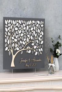 Personalisierte 3D Silber Hochzeit Gästebuch Alternatives Baumholzschild Custom Guest Book für rustikales Dekor Geschenk Braut Andere Veranstaltung P8295670