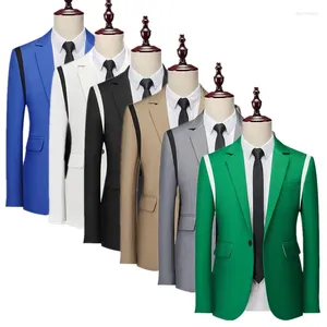Men's Suits 2024 Men Patchwork Suit Jacket Green / Blue Black Fashion Business Leisure Single Breasted Blazers Slim Fit Coats