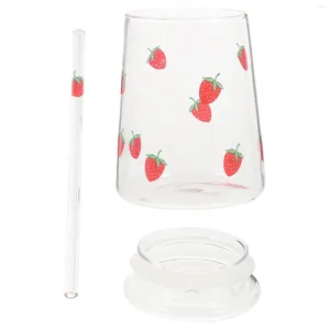 Wine Glasses Glass Gift For Friends Clear Tea Cups Concentrate With Lid Mugs Beverage Strawberry Latte Coffee