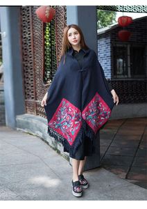 Schals Herbst und Winter Baumwollschal chinesische romantische Su -Farbe Stickerei Blume Schal Spleiß National Wind Frau