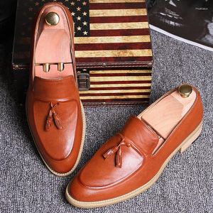 Casual Shoes Classic Retro Men's Dress Party Style Formal Leather Wedding Mens Driving Flats Elegantes Male Tassel Loafers