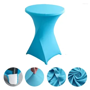 Table Cloth 2024 High End El Wedding Decoration Cocktail Bar Cover Solid Color Polyester Round Banquet Elastic