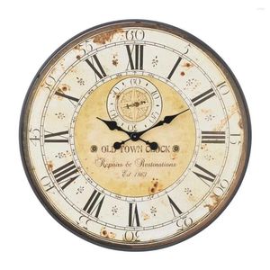 Orologi da parete rustico orologio vintage antico distressato marrone rotondo beige bianco da 32 pollici da 32 pollici