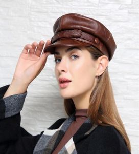 Women Man Hat ins Retro Chapeau Classic Headdress Design British Cool Cool Wheal Cowwhide Healuine Leather Peeded Cap Fla2400511