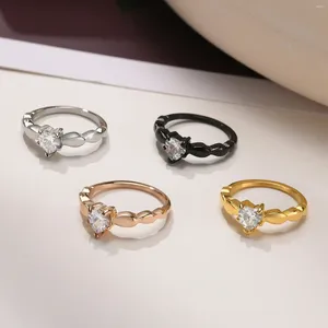 Кластерные кольца 2024 Сердце в форме циркона литье кольцо черное золото простые женские украшения моды