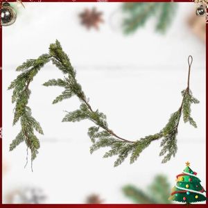 Decorative Flowers Christmas Cedar Wreath Vine Simulation Fake Pine Branch Plant Wall Decoration Tree Hanging