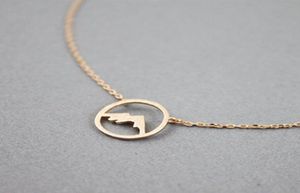 Rose Gold Range Mountain Necklace Women Simple Jewelry Bridesmaid Gift Rostfritt stål Choker Circle Pendant Collare Femme 20205403907