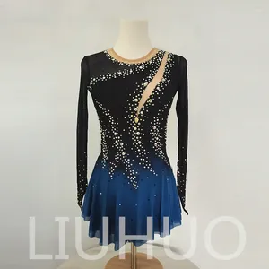 Bühnenbekleidung Liuhuo Figur Skating -Kleid Girls Frauen Teenager Stretchy Spandex Gradientenwettbewerb Großhandel