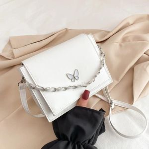 Shoulder Bags 2024 Fashion Women Solid Leather Butterfly Chain Bag Luxury Designer Ladies Crossbody Purses Messenger
