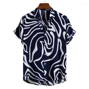 Men's Casual Shirts Hawaii Summer Stripe Pirnt Beach 2024 Travel Short Sleeve Buttons Female Clothing Hawaiian Lapel Blouses