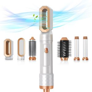 6-in-1 dry hair brush with negative ion air styling comb detachable hair dryer 240428