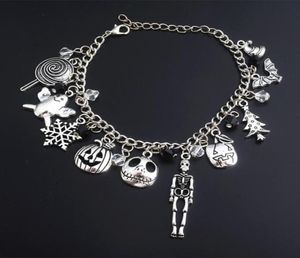 Länkkedja The Nightmare före jularmband Jack Skellington Snowflakes Pumpkin Skull Charms Bangle Armband Halloween JE4765187