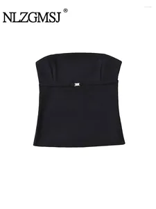 Tanques femininos Nlzgmsj Sexy Black Crop top