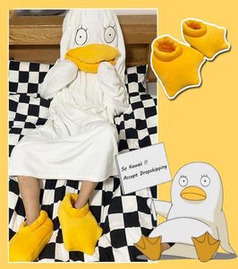 Party Decoration Cartoon Elizabeth Duck Pyjamas Flanell Sleeping Bag Filt roliga huva kläder Halloween födelsedag cosplay costu6452305