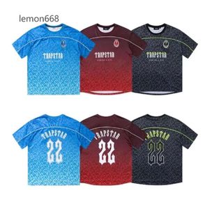 Herr t-shirts Trapstar Mesh Football Jersey Blue Black Red Men Sportwear T-shirt Designer Fashion Clothing 345435