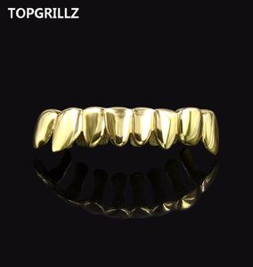 Topgrillz hiphop grillz guldfärg pläterad droppstil tänder grillformade botten tandgriller kroppsmycken2448228