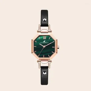 Armbandsur Fashion Lady Luxury Chronograph Luminous Waterproof Date Ladies Watch Square Dial Leather Quartz Women Watches