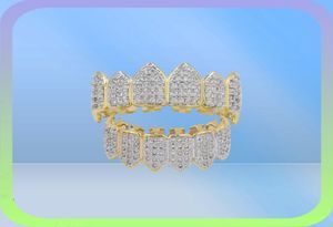 Men039s Donne Fashion Denti Grillz 18K Gold Macro Pave Pave Cz Icedout Grillz Set di grillz hiphop in basso e inferiore Bling Blin8292023