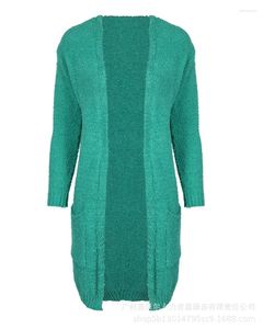 Women's Trench Coats Womens Fashion Green Warm Plush Cardigan Single Coat For Women