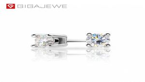 Gigajewe ef Round Cut Totalt 02CT Diamond Stud Earring Moissanite 18K Gold Plated 925 Silverörhängen smycken Woman Girl Gift GMSE1561661