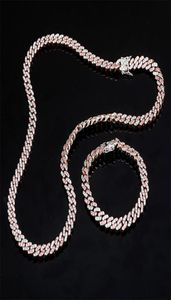 8mm CZ Miami Cuban Link Chain Diamonds Necklace Bling Bling With Locked Clasp Cubic Zircon Halsband 18 tum 22 tum för kvinnor8644880