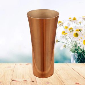 Vasos 304 Paso de aço com vaso de flores com superfície polida de espelho e desenho de fio dentro (ouro rosa)