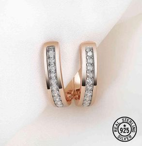 925 Sterling Silver Womens Earrings Classic Clear CZ Elegant Gifts Rose Gold Plated Engagement Promise Jewelry4691583