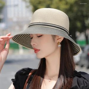 ワイドブリム帽子ファッショナブルなストロー日帽子夏ブロックの日本の漁師スタイルUVシェードよく完璧な外出と屋外