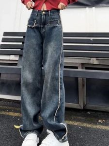 Kvinnors jeans kvinnor harajuku gotisk trendig rak vår kvinnlig casual denim grundläggande estetisk retro vintage streetwear hög midja mysig