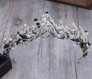 Crea de cabelos de bronze barroco vintage Crown artesanal Pinkblack Quinceanera Acessório de casamento Desgaste 2106167304020