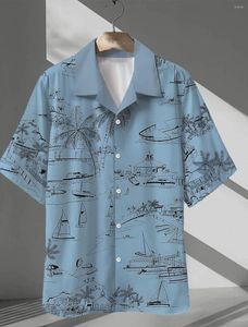 Mäns casual skjortor arkitektur kokosnöt mode hawaiian designer 3d tryckt sommarskjorta läger krage gata