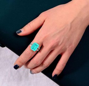 Blue Paraiba Tourmaline Promise Ring Emerald Cut CZ Sterling Sliver Jewelry for Women297t5336397