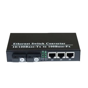 100M оптоволоконного приемопередатчика 2 порт 3 rj45 ethernet ports Одномодный оптический преобразователь носителя.