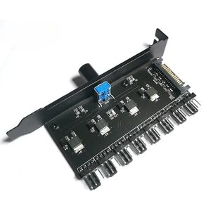 8 Channel Cooling Fan Control Hub Speed ​​Regulator Controller för CPU PC Computer Case HDD VGA PWM PCI Bracket Power SATA