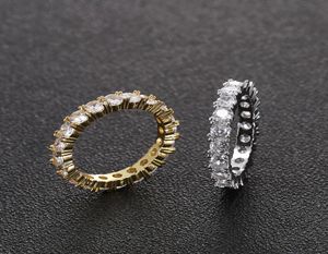 Rozmiar 4 mm 612 1 rzędu Mężczyzn miedziany złoty srebrny kolor cyrkon sześcien lodowany pierścień tenisowy pierścień Hip Hop Pierścienie 1651772