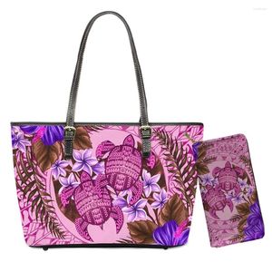 Omuz Çantaları Hawaii Deri Çantalar Polinezya Çiçek Tarzı 3D Güzellik Plumeria Desen PU Zipper Su Geçirmez Çanta Çantalar