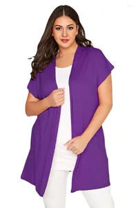 Outerwear Plus Size Summer Casual Longline Cardigan Women Short Sleeve Loose Solid Kimono Large Elegant Open Front