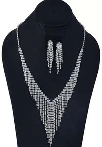 tassel chain diamonds jewelry sets fringe dangle earrings diamonds pendant necklace women girl wedding jewelry evening dress acces2122116