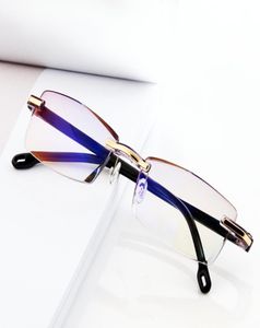 New Frameless Diamond Reading glasses Trimming Presbyopic Glasses Anti Blue Old Men039s Reading Glasses5484161