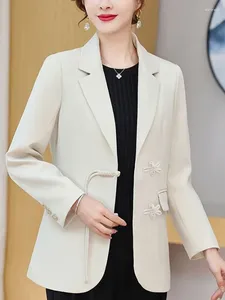 Women's Suits Insozkdg Spring Fashion Casual Temperament Coat Solid Color Single Button Vintage Simple Elegant Long Sleeve Blazers