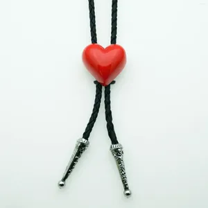 Chains Western Vintage Bolo Tie Red Heart Necklace For Men And Women Jewelry Gifts Adjustable