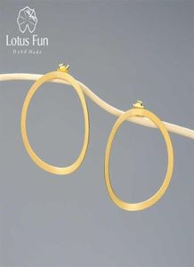 Lotus Fun 18K Gold Minimalism Big Round Circle Dingle örhängen för kvinnor 925 Sterling Silver Statement Smycken Trend 2110135122224
