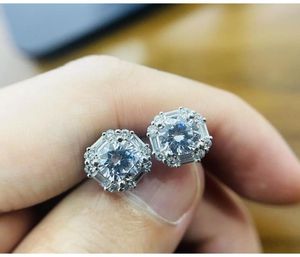 1ct Классические серьги -шпильки модные украшения 925 Серебряный серебряный серебряный круглый белый 5A кубический циркон Moissanite Cz Diamond Square Women4901800