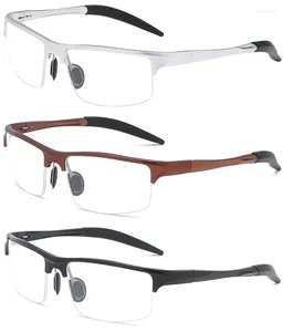 Solglasögon ramar lätta män sportglasögon sandsäker halvrim al mg legering glasögon ram silver svart brun fjädergång