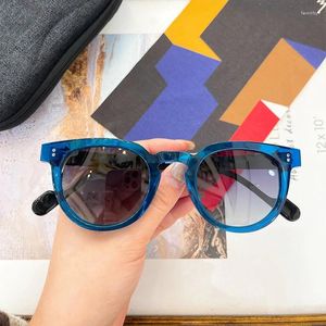 Occhiali da sole in stile giapponese Acetato di alta qualità round per uomini Domande fatte a mano in cornici da sole Designer Driving Travel Eyewear