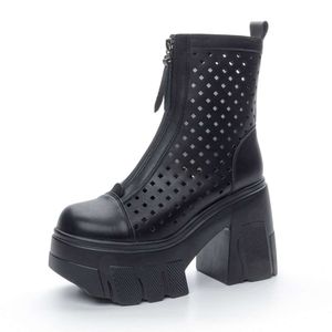 SummerFemaleGenuineLeather2024NewMeshBoots11CheelHighfashionsealswomen