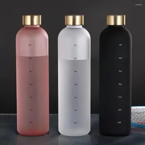 Butelki z wodą kubek na zewnątrz butelka sportowa mroczna plastikowa przestrzeń ze skalą czasową 1000 ml dużej pojemności kubka