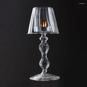 Candle Holders Decorative Vintage Glass Holder Romantic Candlelight Table Lamp Shape Candlestick Nordic Wedding Party Desktop Decoration